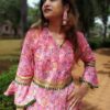 Lemonade Pink Embellished Anarkali Festive Kurti for Women