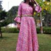 Lemonade Pink Embellished Anarkali Festive Kurti for Women