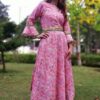 Lemonade Pink Embellished Anarkali Festive Kurti for Women