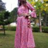 Lemonade Pink Embellished Anarkali Festive Kurti for Women