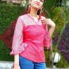 Red Solid Ethnic Tops for Women