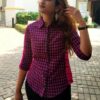 Hot Pink Checkered Casual Shirts for Women