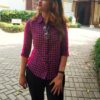 Hot Pink Checkered Casual Shirts for Women