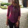 Hot Pink Checkered Casual Shirts for Women