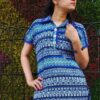 Navy Blue Stripes Printed Casual Tops for Women