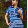 Navy Blue Stripes Printed Casual Tops for Women