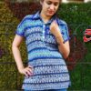 Navy Blue Stripes Printed Casual Tops for Women
