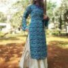 Teal Blue Bandhani Embellished Festive Kurti for Women