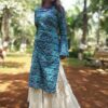 Teal Blue Bandhani Embellished Festive Kurti for Women