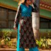 Carob Teal Blue Front Twisted Casual Kurtis for Women