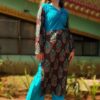 Carob Teal Blue Front Twisted Casual Kurtis for Women