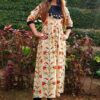 Beige Sequins Embellished Festive Long Kurti for Women