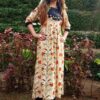 Beige Sequins Embellished Festive Long Kurti for Women