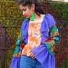 Orange Printed Casual Tops for Women
