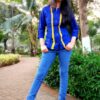 Blue Solid Casual Tops for Women