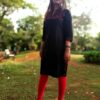 Coal Black Red Floral Casual Kurtis for Women