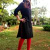 Coal Black Red Floral Casual Kurtis for Women