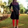 Coal Black Red Floral Casual Kurtis for Women