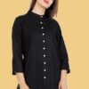 Black Solid Tunic Tops for Women
