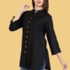Black Solid Tunic Tops for Women