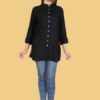 Black Solid Tunic Tops for Women