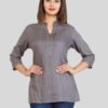 Grey Solid Tunic Tops for Women