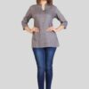 Grey Solid Tunic Tops for Women