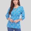 Sky Blue Printed Ethnic Tops for Women