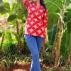 Red Printed Tunic Tops for Women