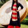Navy Blue Mirror Embellished festive Kurti for Women