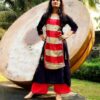 Navy Blue Mirror Embellished festive Kurti for Women