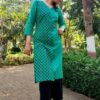 Emerald Green Straight Casual Kurtis for Women