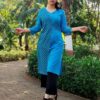 Cobalt Blue Straight Casual Kurtis for Women