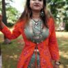 Tiger Orange Jacket Designer Kurti Set for Women