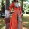 Tiger Orange Jacket Designer Kurti Set for Women