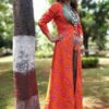 Tiger Orange Jacket Designer Kurti Set for Women