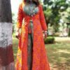 Tiger Orange Jacket Designer Kurti Set for Women