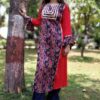 Red Navy Embellished Festive Kurti for Women