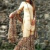 Beige Animal Designer Kurti Set for Women
