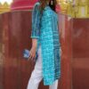 Azure Blue Striped Formal Kurtis for Women