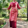 Crimson Red Printed Straight Formal Kurtis for Women