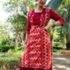 Crimson Red Printed Straight Formal Kurtis for Women
