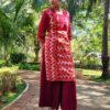 Crimson Red Printed Straight Formal Kurtis for Women