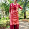 Crimson Red Printed Straight Formal Kurtis for Women